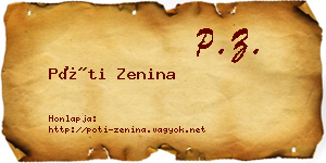 Póti Zenina névjegykártya